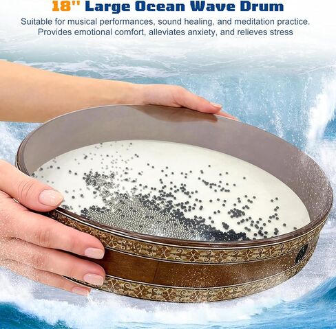 Ocean Drum, 18’’ Wave Drum Simulates Ocean Wave Sounds, Relaxation Sound Healing Instrument Ideal For Yoga Meditation, Goatskin & Transparent Polyester Drumhead in Saudi Arabia