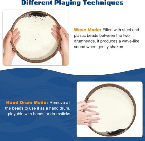 Ocean Drum, 18’’ Wave Drum Simulates Ocean Wave Sounds, Relaxation Sound Healing Instrument Ideal For Yoga Meditation, Goatskin & Transparent Polyester Drumhead in Saudi Arabia