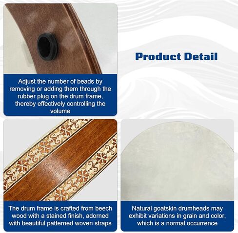 Ocean Drum, 18’’ Wave Drum Simulates Ocean Wave Sounds, Relaxation Sound Healing Instrument Ideal For Yoga Meditation, Goatskin & Transparent Polyester Drumhead in Saudi Arabia