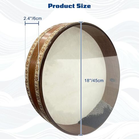 Ocean Drum, 18’’ Wave Drum Simulates Ocean Wave Sounds, Relaxation Sound Healing Instrument Ideal For Yoga Meditation, Goatskin & Transparent Polyester Drumhead in Saudi Arabia