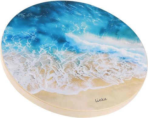 LIEKE Wooden Ocean Drum 14.7 Inch Sea Wave Drum Sound Healing Instrument for Meditation Yoga Therapy Relaxation in Kuwait