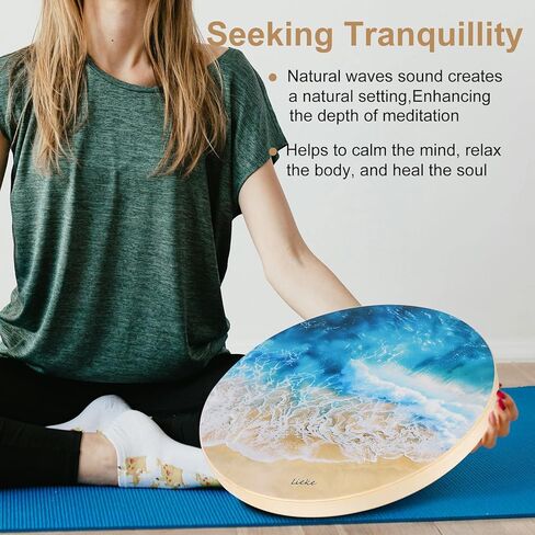 LIEKE Wooden Ocean Drum 14.7 Inch Sea Wave Drum Sound Healing Instrument for Meditation Yoga Therapy Relaxation in Kuwait