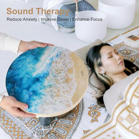 LIEKE Wooden Ocean Drum 14.7 Inch Sea Wave Drum Sound Healing Instrument for Meditation Yoga Therapy Relaxation in Kuwait