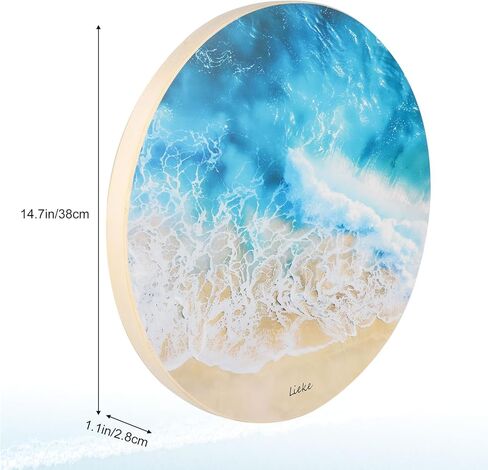 LIEKE Wooden Ocean Drum 14.7 Inch Sea Wave Drum Sound Healing Instrument for Meditation Yoga Therapy Relaxation in Kuwait