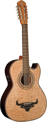 Oscar Schmidt OH32SEQN Acoustic Electric Bajo Quinto with Bag, Quilt Natural in Saudi Arabia