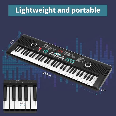 61 keys keyboard piano, Electronic Digital Piano with Built-In Speaker Microphone, Portable Keyboard Gift Teaching for Beginners, electric piano for kids in Kuwait
