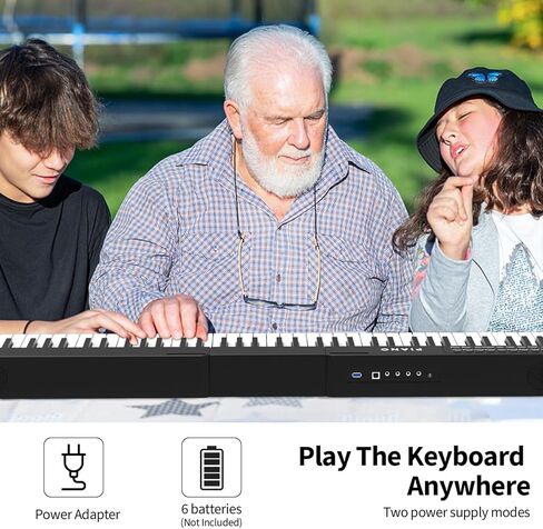 Digital Piano 88 Key Full Size Semi Weighted Electronic Keyboard Piano Set with Stand,Built-In Speakers,Electric Piano Keyboard with Sustain Pedal,Bluetooth,MIDI/USB/MP3 for Beginners Adults/81x in Kuwait