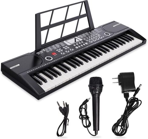 61 keys keyboard piano, Electronic Digital Piano with Built-In Speaker Microphone, Sheet Stand and Power Supply, Portable piano Keyboard Gift Teaching for Beginners in Kuwait