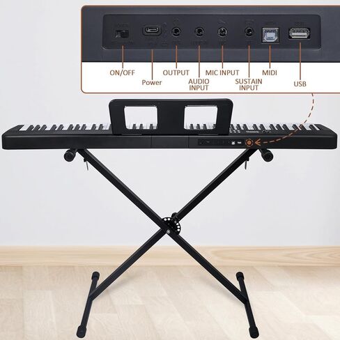88 Key Piano Keyboard, Electric Digital Piano with Semi Weighted Keys, Keyboard Piano with Sustain Pedal, Power Supply, Stand, Carrying Case, Headphones, USB-MIDI Compatibility, for Beginner Adults in Kuwait