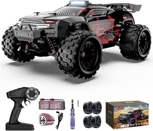 Remote Control Car 1:18 All Terrain RC Cars, 40 KPH High Speed Remote Control Truck, 4WD Electric Vehicle, Off-Road RC Truck with 2 Rechargeable Batteries, 2.4Ghz Remote Control Car for Kids & Adults in Kuwait