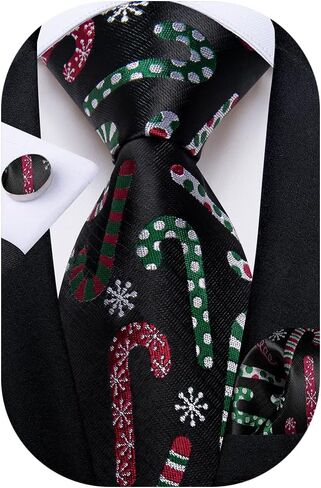 DiBanGu Christmas Ties for Men Festival Mens Holiday Tie and Pocket Square Set Santa Xmas Party Vacation Necktie in Kuwait