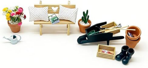 إكسسوارات Dollhouse 1 12 أداة حديقة صغيرة من طمر مع أواني الطين ، مجرفة ، مربع أشعل النار ومربع تخزين ، مجموعة بستنة من 6 قطع (6pcs-miniaturegardenset) in Saudi Arabia