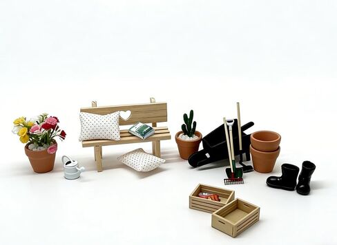 إكسسوارات Dollhouse 1 12 أداة حديقة صغيرة من طمر مع أواني الطين ، مجرفة ، مربع أشعل النار ومربع تخزين ، مجموعة بستنة من 6 قطع (6pcs-miniaturegardenset) in Saudi Arabia