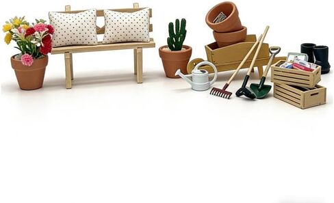 إكسسوارات Dollhouse 1 12 أداة حديقة صغيرة من طمر مع أواني الطين ، مجرفة ، مربع أشعل النار ومربع تخزين ، مجموعة بستنة من 6 قطع (6pcs-miniaturegardenset) in Saudi Arabia