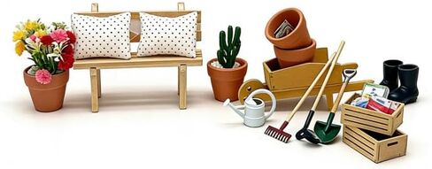 إكسسوارات Dollhouse 1 12 أداة حديقة صغيرة من طمر مع أواني الطين ، مجرفة ، مربع أشعل النار ومربع تخزين ، مجموعة بستنة من 6 قطع (6pcs-miniaturegardenset) in Saudi Arabia