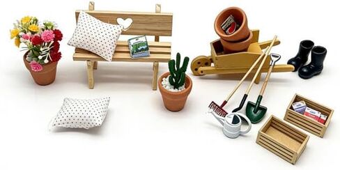 إكسسوارات Dollhouse 1 12 أداة حديقة صغيرة من طمر مع أواني الطين ، مجرفة ، مربع أشعل النار ومربع تخزين ، مجموعة بستنة من 6 قطع (6pcs-miniaturegardenset) in Saudi Arabia