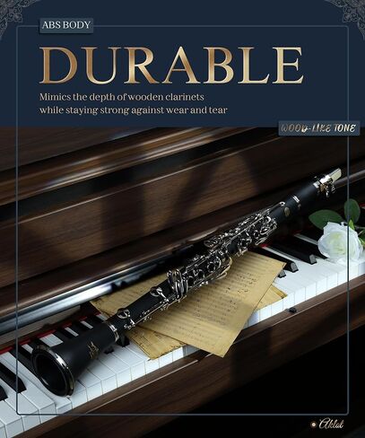AKLOT B Flat Concert Clarinet: Precision Tone Hole Design for Stable Intonation, Durable Nickel-Plated Keys, Including Stylish Case, Barrel, Full Clarinet Cleaning Kit (Ember-MN) in Kuwait