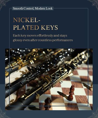 AKLOT B Flat Concert Clarinet: Precision Tone Hole Design for Stable Intonation, Durable Nickel-Plated Keys, Including Stylish Case, Barrel, Full Clarinet Cleaning Kit (Ember-MN) in Kuwait