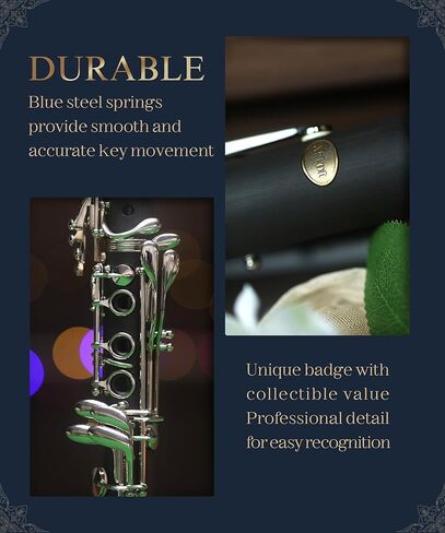 AKLOT B Flat Concert Clarinet: Precision Tone Hole Design for Stable Intonation, Durable Nickel-Plated Keys, Including Stylish Case, Barrel, Full Clarinet Cleaning Kit (Ember-MN) in Kuwait