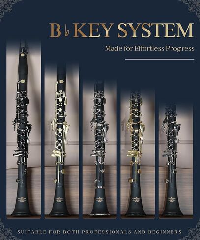AKLOT B Flat Concert Clarinet: Precision Tone Hole Design for Stable Intonation, Durable Nickel-Plated Keys, Including Stylish Case, Barrel, Full Clarinet Cleaning Kit (Ember-MN) in Kuwait
