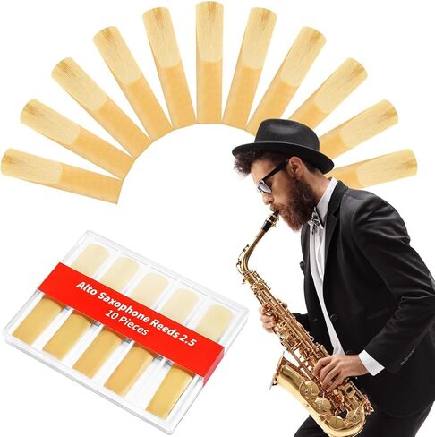 10PCS Alto Saxophone Reeds Strength 2.5, Professional Eb Sax Reeds with Precision Cutting for Clear Sound, Individually Wrapped Reeds for Beginners and Professional Saxophone Players Kit in Saudi Arabia
