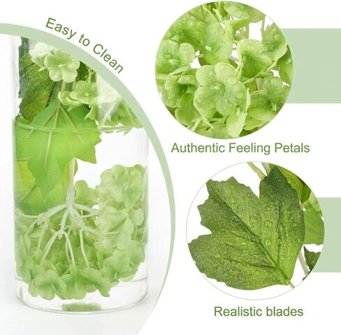 10 Pcs Artificial Hydrangea Flower 2 Stems 26.4 '' Real Touch Long Stem Green Hydrangea Flower Lifelike Latex Flower Xmas Table Flower for Home Bedroom Decoration Outdoor Wedding in Kuwait