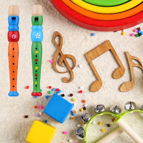 4 قطع مسجلات خشبية صغيرة فلوت خشبي ملون بيكولو فلوت لتعليم الموسيقى وتعلم الصوت آلة موسيقية، ألوان عشوائية (4 عبوات) in Kuwait