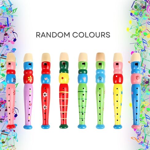 4 قطع مسجلات خشبية صغيرة فلوت خشبي ملون بيكولو فلوت لتعليم الموسيقى وتعلم الصوت آلة موسيقية، ألوان عشوائية (4 عبوات) in Kuwait