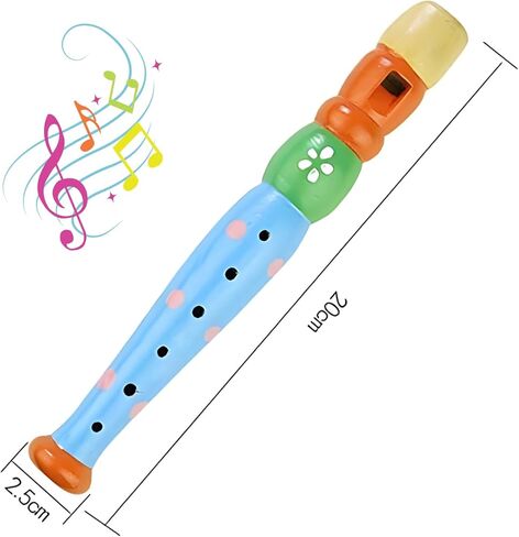 4 قطع مسجلات خشبية صغيرة فلوت خشبي ملون بيكولو فلوت لتعليم الموسيقى وتعلم الصوت آلة موسيقية، ألوان عشوائية (4 عبوات) in Kuwait