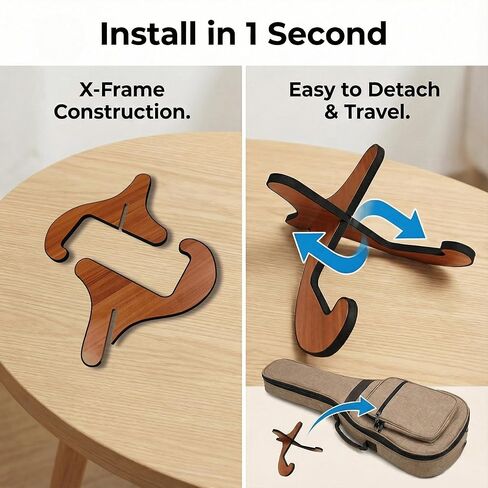 حامل القيثارة الخشبي، حامل أرضي محمول قابل للطي وخالي من الرائحة للكمان والمندولين والبانجو وجميع أحجام القيثارة (سوبرانو، حفلة موسيقية، تينور، باريتون) in Kuwait