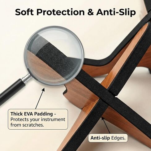 حامل القيثارة الخشبي، حامل أرضي محمول قابل للطي وخالي من الرائحة للكمان والمندولين والبانجو وجميع أحجام القيثارة (سوبرانو، حفلة موسيقية، تينور، باريتون) in Kuwait