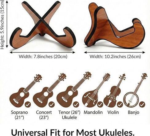 حامل القيثارة الخشبي، حامل أرضي محمول قابل للطي وخالي من الرائحة للكمان والمندولين والبانجو وجميع أحجام القيثارة (سوبرانو، حفلة موسيقية، تينور، باريتون) in Kuwait