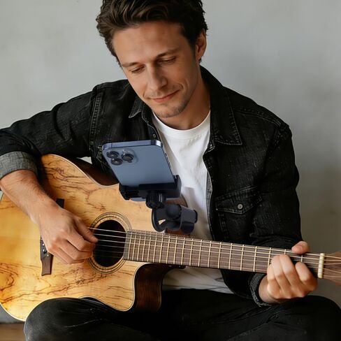 Guitar Phone Holder, 360° Rotatable Guitar Phone Mount for Video Recording & Live Streaming, Universal Phone Clip Fits Acoustic Electric Guitars Bass Ukulele (For Body Thickness: 2.36 - 4.13 Inch) in Kuwait