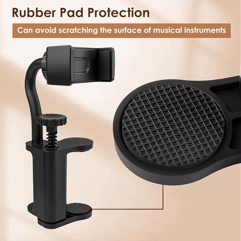 مجموعة حامل هاتف الجيتار مع 3 في 1 سحب دبوس لفاف السلسلة و20 قطعة 0.71 مم - حامل قابل للتعديل للجيتار/الأوكيليلي/الباس، مثالي لأوراق الموسيقى والتعليم والتسجيل والأداء in Kuwait