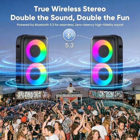 Karaoke Machine for Adults Kids, Portable Bluetooth Speaker with 2 Wireless Microphones, TWS Mode & LED Light, 10H Battery PA System Stage Monitors,Home Party Outdoor Birthday Easter Gifts(Black) in Kuwait