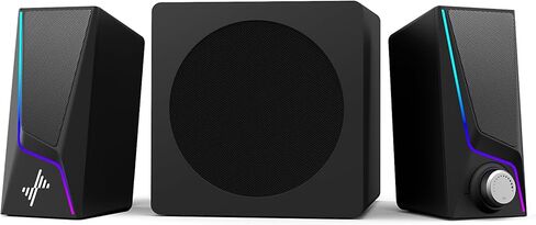 سماعات كمبيوتر Nylavee مع مضخم صوت، نظام مكبرات صوت 2.1 للكمبيوتر الشخصي مع 8 أوضاع إضاءة، طاقة ذروة 60 وات، محول تيار متردد، بلوتوث 5.4، USB/USB-C و3.5 مم مدخل Aux لسطح المكتب والشاشة والألعاب in Kuwait