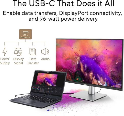 ASUS ProArt Display PA278CGRV Monitor – 27", IPS, 144Hz, QHD (2560 x 1440), 97% DCI-P3, ΔE < 2, Calman Verified, USB-C PD 96W, Light Sync, Ergonomic Stand, VESA DisplayHDR 400, 3yr Warranty in Saudi Arabia