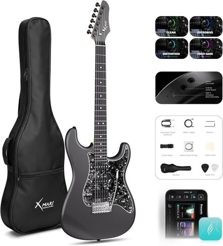 Enya XMARI Smart Electric Guitar with Built-in DSP Effects, 4 Presets, USB-C OTG Recording, Headphone Output, Custom Ceramic Pickups, Carbon Fiber Body, with Gig Bag, Strap, Cable & Picks in Saudi Arabia