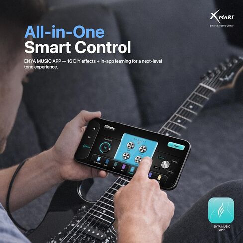 Enya XMARI Smart Electric Guitar with Built-in DSP Effects, 4 Presets, USB-C OTG Recording, Headphone Output, Custom Ceramic Pickups, Carbon Fiber Body, with Gig Bag, Strap, Cable & Picks in Saudi Arabia