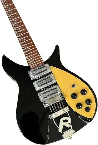 Black 12-String Semi-Hollow Electric Guitar - 325 Style - Gold Pickguard in Saudi Arabia