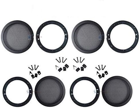 1PAIR 6.5 INCH CAR SPEAKER WOOFER STEEL MESH GRILL W/ SPEED CLIPS SCREWS GT-6.5 - BLACK in Kuwait