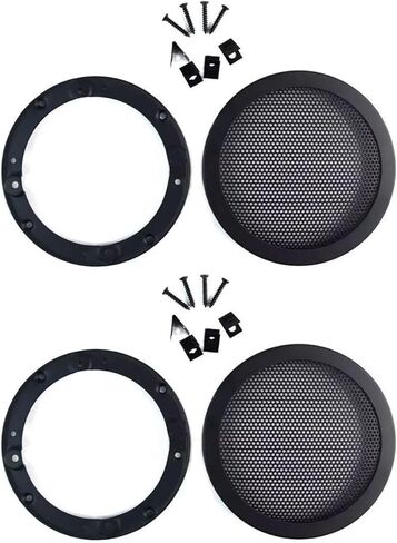 1PAIR 6.5 INCH CAR SPEAKER WOOFER STEEL MESH GRILL W/ SPEED CLIPS SCREWS GT-6.5 - BLACK in Kuwait