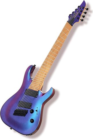 AKLOT Multi-Scale 8-String Electric Guitar: Roasted Maple Neck with String-Through Bridge Electric Guitars Kit with Okoume Body, HH Pickup, Gig Bag, Strap, String Mute, Distortion Pedal, XRN-8 TB in Saudi Arabia