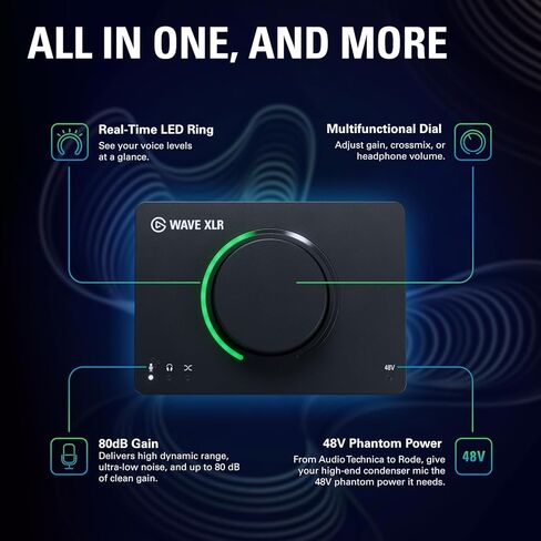 Elgato Wave XLR MK.2 – USB Audio Interface and DSP Mixer for XLR Microphones, 80dB Gain, Onboard Effects, LED Feedback, Touch Mute, Works with Stream Deck, PC & Mac in Kuwait