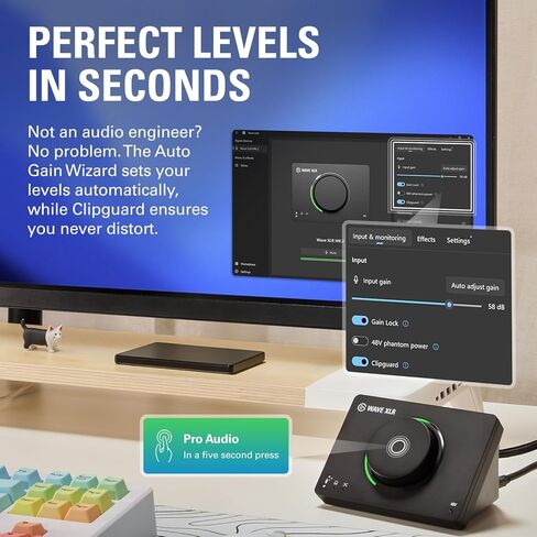 Elgato Wave XLR MK.2 – USB Audio Interface and DSP Mixer for XLR Microphones, 80dB Gain, Onboard Effects, LED Feedback, Touch Mute, Works with Stream Deck, PC & Mac in Kuwait