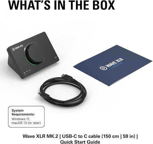 Elgato Wave XLR MK.2 – USB Audio Interface and DSP Mixer for XLR Microphones, 80dB Gain, Onboard Effects, LED Feedback, Touch Mute, Works with Stream Deck, PC & Mac in Kuwait