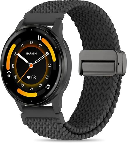18mm Magnetic Braided Nylon Band Compatible with Garmin Venu 3S/Venu 2S/Vivoactive 4S/Vivomove 3S/Forerunner 255S/Forerunner 265S, Quick Release Stretchy Strap for Women Men in Kuwait