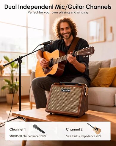 مضخم جيتار صوتي Crush20، مضخم صوت للجيتار/الميكروفون بقدرة 20 وات مع تردد، ثنائي النطاق EQ، عمر بطارية 8 ساعات قابلة لإعادة الشحن، مكبر صوت محمول لاسلكي متقدم ثنائي الشريحة لميكروفون/جيتار صوتي 6.35 مم in Kuwait