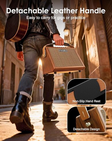 مضخم جيتار صوتي Crush20، مضخم صوت للجيتار/الميكروفون بقدرة 20 وات مع تردد، ثنائي النطاق EQ، عمر بطارية 8 ساعات قابلة لإعادة الشحن، مكبر صوت محمول لاسلكي متقدم ثنائي الشريحة لميكروفون/جيتار صوتي 6.35 مم in Kuwait