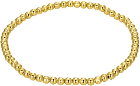 سوار من الخرز الذهبي عيار 14 قيراط 3 مم / 4 مم / 5 مم / 6 مم للنساء، سوار مطاطي من الخرز الذهبي عيار 14 قيراط، سوار مطاطي من الخرز الكروي الذهبي القابل للتمدد للنساء، 5 بوصة - 9 بوصة in Kuwait
